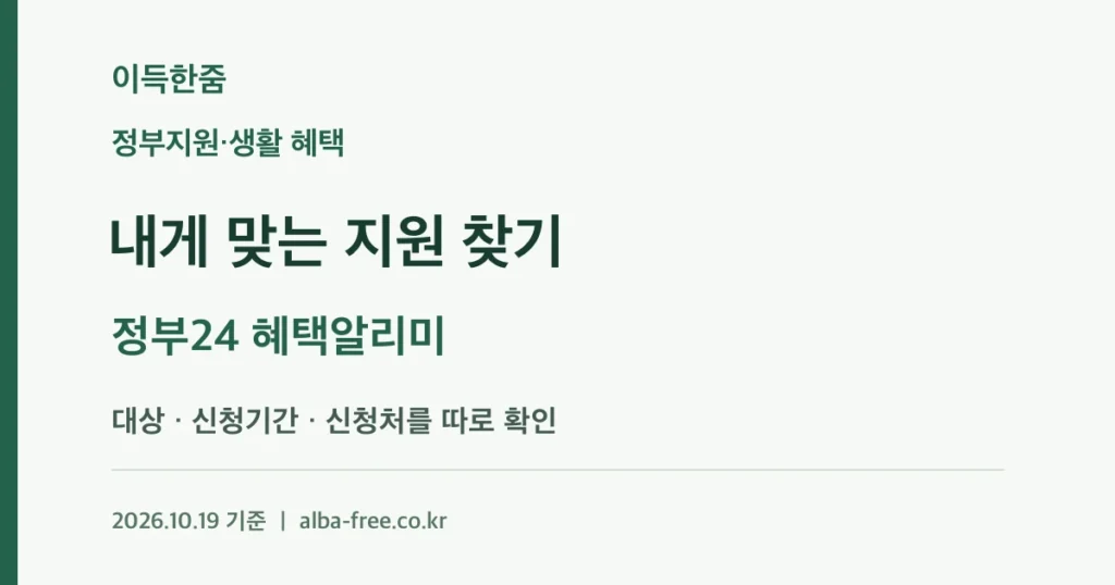 정부지원금 찾는 법: 정부24 혜택알리미에서 대상·신청기간 확인하기